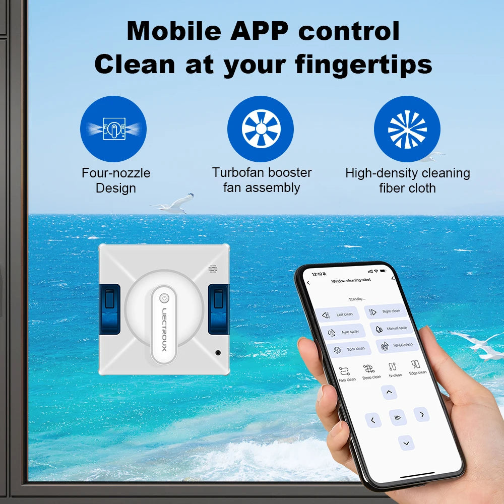 Window Vacuum Robot Cleaner Liectroux YW509, 4-Way Spray, AI intelligent Wipping, Updated Laser,Smart Home Glass Wall Washing