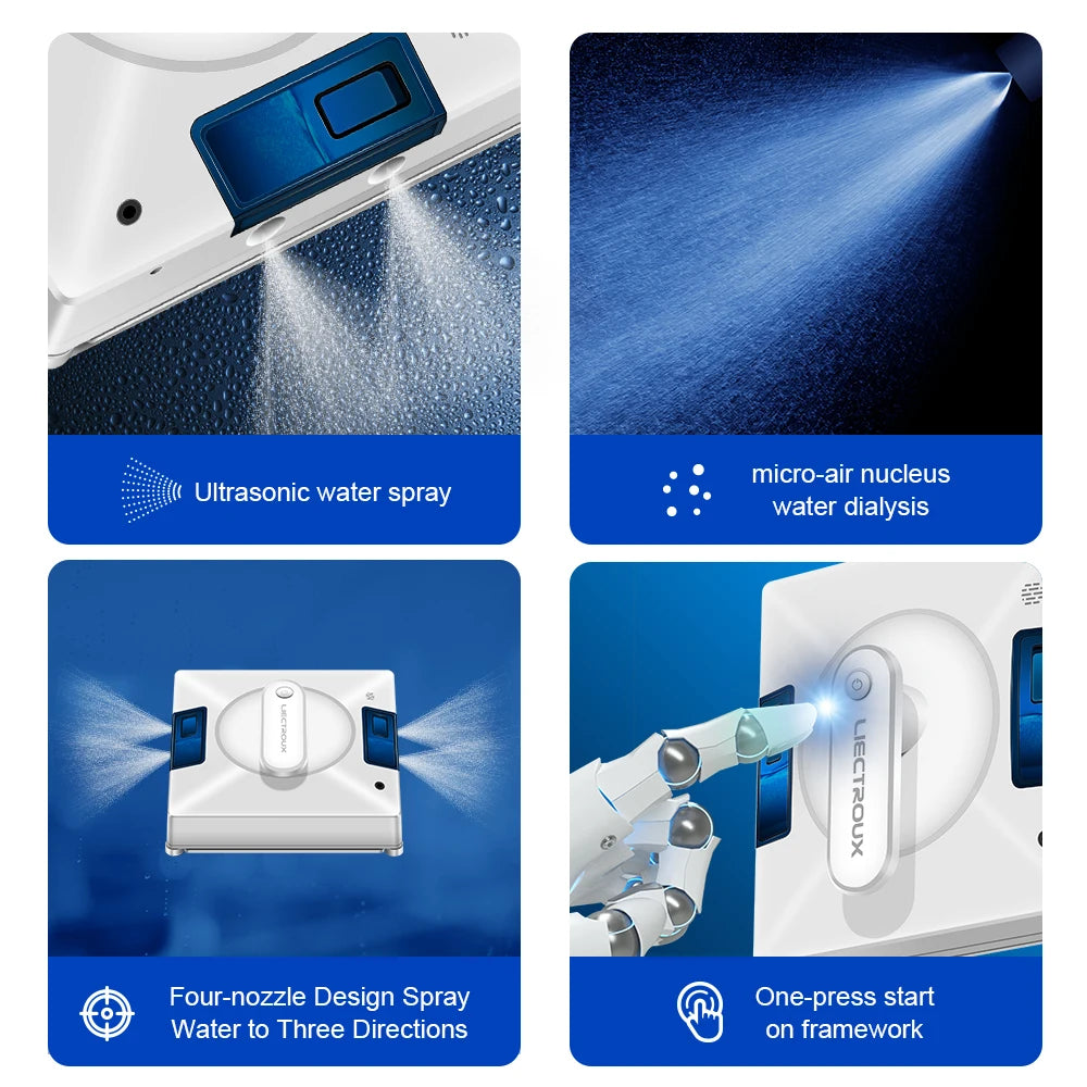 Window Vacuum Robot Cleaner Liectroux YW509, 4-Way Spray, AI intelligent Wipping, Updated Laser,Smart Home Glass Wall Washing